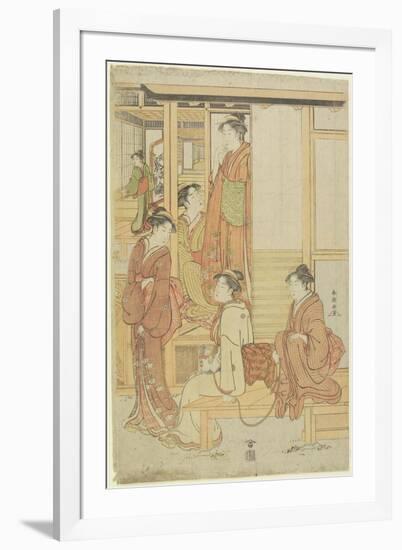 A Group of Ladies on a Veranda, C. 1780-1795-Katsukawa Shunsho-Framed Giclee Print