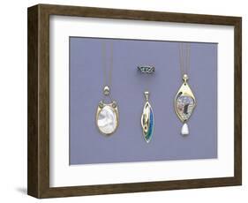 A Group of Liberty and Co Yellow Metal and Enamel Pendants and a Ring Designed by Archibald Knox-Giovanni Bigatti-Framed Giclee Print