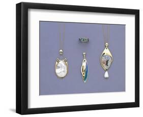 A Group of Liberty and Co Yellow Metal and Enamel Pendants and a Ring Designed by Archibald Knox-Giovanni Bigatti-Framed Giclee Print