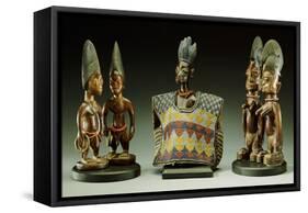 A Group of Male and Female Yoruba Twin Figures-null-Framed Stretched Canvas