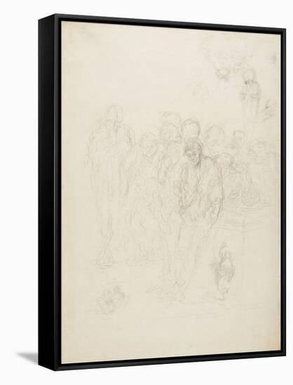 A Group of Men, and Other Sketches, 1857-Honore Daumier-Framed Stretched Canvas