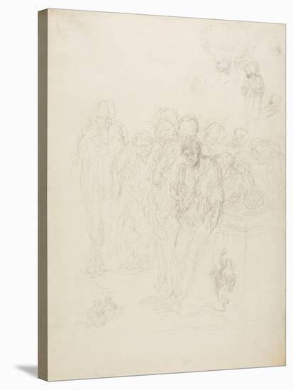 A Group of Men, and Other Sketches, 1857-Honore Daumier-Stretched Canvas