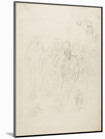 A Group of Men, and Other Sketches, 1857-Honore Daumier-Mounted Giclee Print