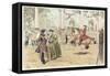 A Group of Men and Women Watching an Equestrian Performance-Louis Vallet-Framed Stretched Canvas