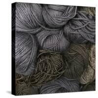 A Group of Navy Blue and Black Yarn - Dark Wool with Many Kind of Fiber Stick Together-Chutinun Arunwiwatkul-Stretched Canvas