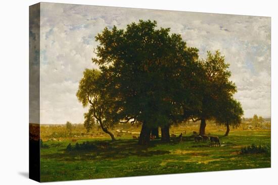 A group of oaktrees, Apremont, France. 1855 Canvas, 63,5 x 99,5 cm R. F. 1447.-Theodore Rousseau-Stretched Canvas