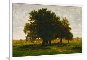 A group of oaktrees, Apremont, France. 1855 Canvas, 63,5 x 99,5 cm R. F. 1447.-Theodore Rousseau-Framed Giclee Print