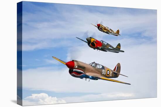 A Group of P-40 Warhawks Fly in Formation Near Nampa, Idaho-null-Stretched Canvas
