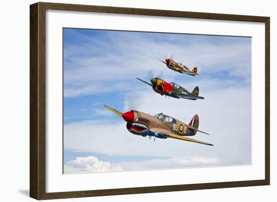 A Group of P-40 Warhawks Fly in Formation Near Nampa, Idaho-null-Framed Photographic Print