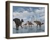 A Group of Parasaurolophus Duckbill Dinosaurs Gather at a Feeding Ground-Stocktrek Images-Framed Photographic Print