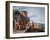 A Group of Peasants before the Tabernacle with the Standing Madonna Statue, C1750-Giuseppe Zais-Framed Giclee Print