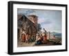 A Group of Peasants before the Tabernacle with the Standing Madonna Statue, C1750-Giuseppe Zais-Framed Giclee Print