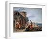 A Group of Peasants before the Tabernacle with the Standing Madonna Statue, C1750-Giuseppe Zais-Framed Giclee Print