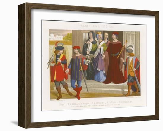 A Group of People in 15th-Century Fashions-null-Framed Giclee Print