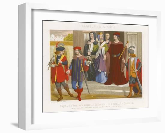 A Group of People in 15th-Century Fashions-null-Framed Giclee Print