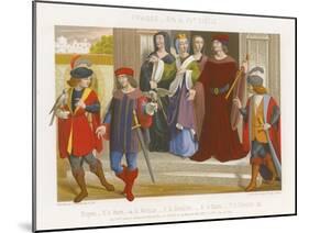 A Group of People in 15th-Century Fashions-null-Mounted Giclee Print