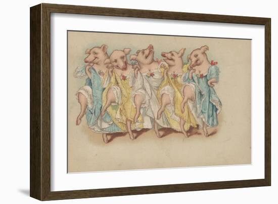 A Group of Pigs Dancing in a Line-null-Framed Giclee Print