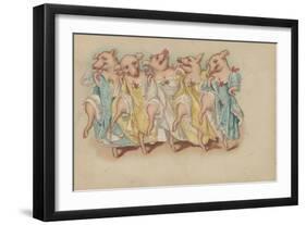 A Group of Pigs Dancing in a Line-null-Framed Giclee Print