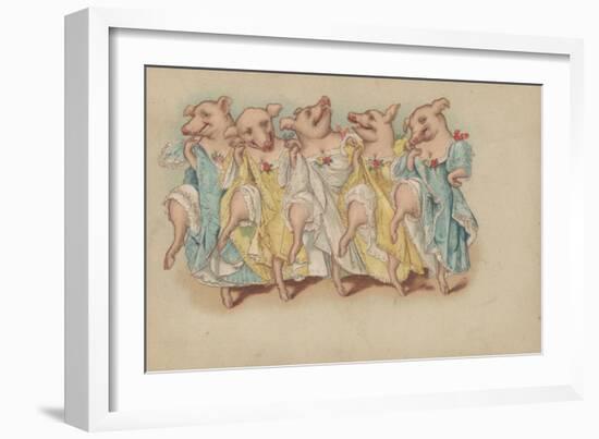 A Group of Pigs Dancing in a Line-null-Framed Giclee Print