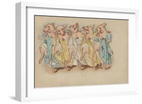 A Group of Pigs Dancing in a Line-null-Framed Giclee Print