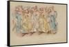 A Group of Pigs Dancing in a Line-null-Framed Stretched Canvas