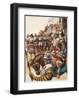 A Group of Pikemen of the New Model Army March into Battle Led by a Drummer-Peter Jackson-Framed Giclee Print