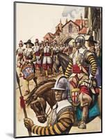 A Group of Pikemen of the New Model Army March into Battle Led by a Drummer-Peter Jackson-Mounted Giclee Print