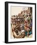 A Group of Pikemen of the New Model Army March into Battle Led by a Drummer-Peter Jackson-Framed Giclee Print