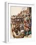 A Group of Pikemen of the New Model Army March into Battle Led by a Drummer-Peter Jackson-Framed Giclee Print