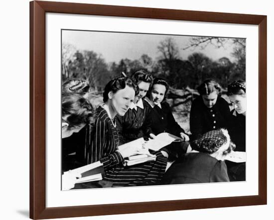 A Group of Polish Women at the Marie Curie School for Girls Study English with Their Teacher-null-Framed Photographic Print