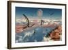 A Group of Quetzalcoatlus Pterosaurs-null-Framed Art Print