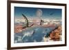 A Group of Quetzalcoatlus Pterosaurs-null-Framed Art Print