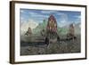 A Group of Sail-Backed Dimetrodons During Earth's Permian Period-Stocktrek Images-Framed Art Print