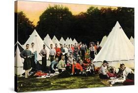 A Group of Scottish Infantry - Some in a Kilt - in a Tent Camp in a Forest, France, 1915-null-Stretched Canvas