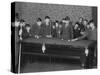 A Group of Seventeen Boys Cram around a Snooker Table During an Evening Game at a Boys Club-null-Stretched Canvas