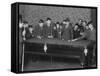 A Group of Seventeen Boys Cram around a Snooker Table During an Evening Game at a Boys Club-null-Framed Stretched Canvas