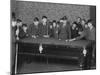 A Group of Seventeen Boys Cram around a Snooker Table During an Evening Game at a Boys Club-null-Mounted Photographic Print