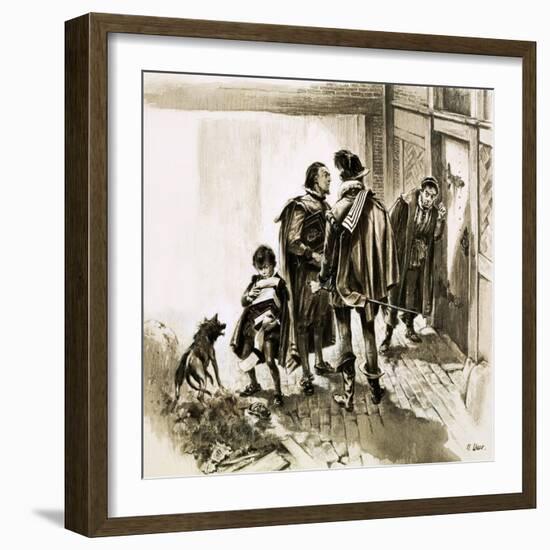 A Group of Tax Collectors Vainly Hammering on William Shakespeare's Door-Neville Dear-Framed Giclee Print