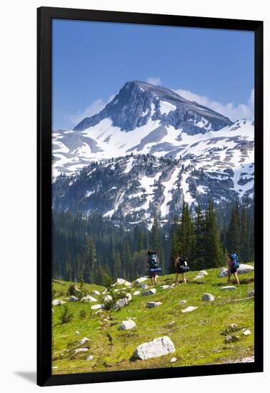 A Group Of Three Backpackers Hike Along The East Fork Lostine River Trail #1662-Ben Herndon-Framed Photographic Print