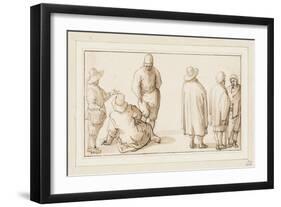 A Group of Three Figures Conversing and Two Merchants Talking to an Oriental (Pen and Ink with Wash-Anthonie Palamedesz-Framed Giclee Print