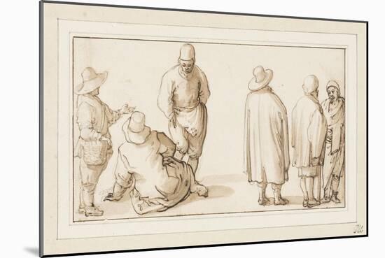 A Group of Three Figures Conversing and Two Merchants Talking to an Oriental (Pen and Ink with Wash-Anthonie Palamedesz-Mounted Giclee Print