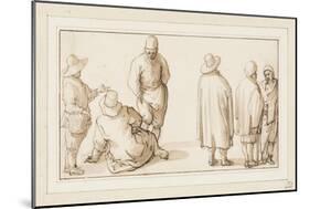 A Group of Three Figures Conversing and Two Merchants Talking to an Oriental (Pen and Ink with Wash-Anthonie Palamedesz-Mounted Giclee Print