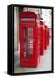 A Group of Typical Red London Phone Cabins-Kamira-Framed Stretched Canvas