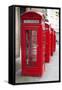 A Group of Typical Red London Phone Cabins-Kamira-Framed Stretched Canvas