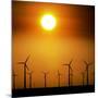 A Group of Wind Turbines are Silhouetted by the Setting Sun-Charlie Riedel-Mounted Photographic Print