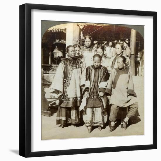 A Group of Women in the Courtyard of a Wealthy Chinese House, Peking, China, 1902-Underwood & Underwood-Framed Giclee Print