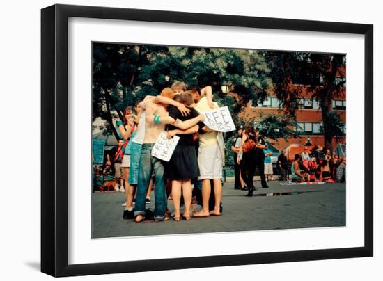 A Group of Young People Giving Free Hugs, Union Square, New York-Sabine Jacobs-Framed Photographic Print