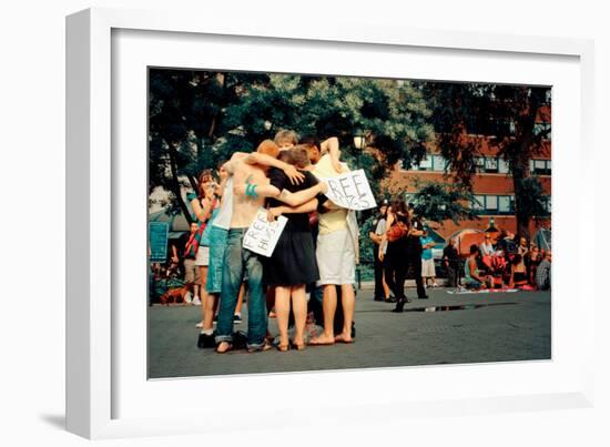 A Group of Young People Giving Free Hugs, Union Square, New York-Sabine Jacobs-Framed Photographic Print