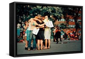 A Group of Young People Giving Free Hugs, Union Square, New York-Sabine Jacobs-Framed Stretched Canvas