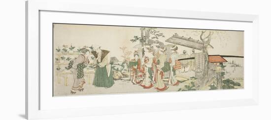 A Group of Young Women Entering the Garden of a Horticulturist-Katsushika Hokusai-Framed Giclee Print